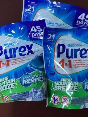 Purex 4-in-1 laundry pacs bundle 21 pacs/bag=63 total NEW